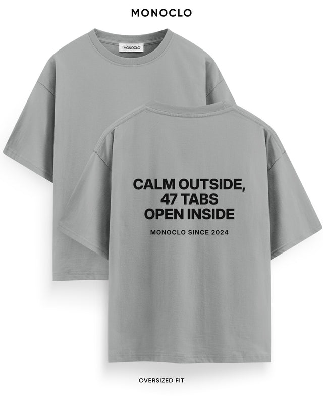 Футболка Monoclo «Calm Outside, 47 Tabs Open Inside» – Графітовий
