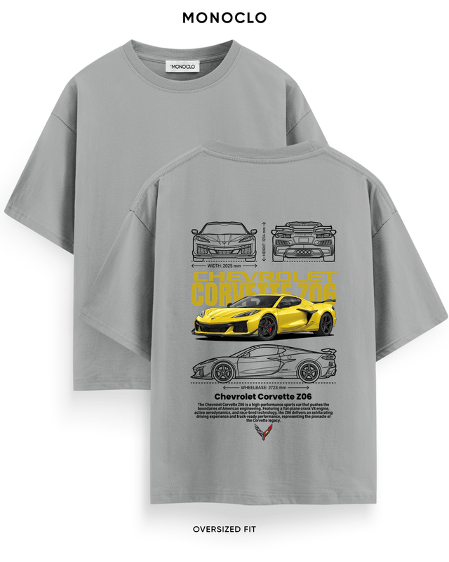Футболка Monoclo Chevrolet Corvette Z06 Yellow Blueprint – Сірий