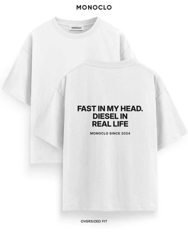 Футболка Monoclo «Fast in My Head. Diesel in Real Life» – Білий
