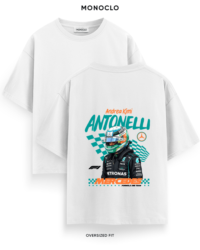 Футболка Monoclo Kimi Antonelli Mercedes F1 Helmet – Білий