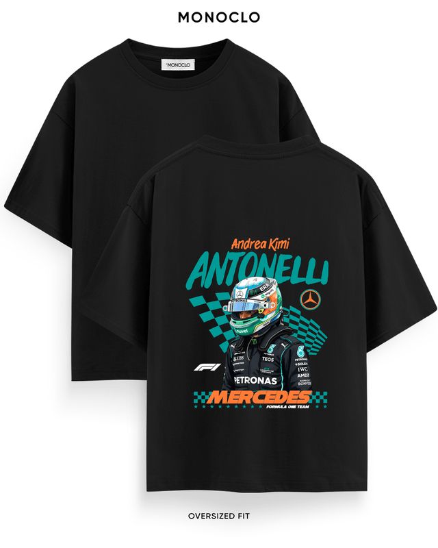 Футболка Monoclo Kimi Antonelli Mercedes F1 Helmet – Чорний