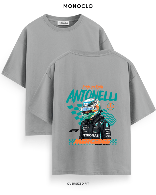 Футболка Monoclo Kimi Antonelli Mercedes F1 Helmet – Сірий