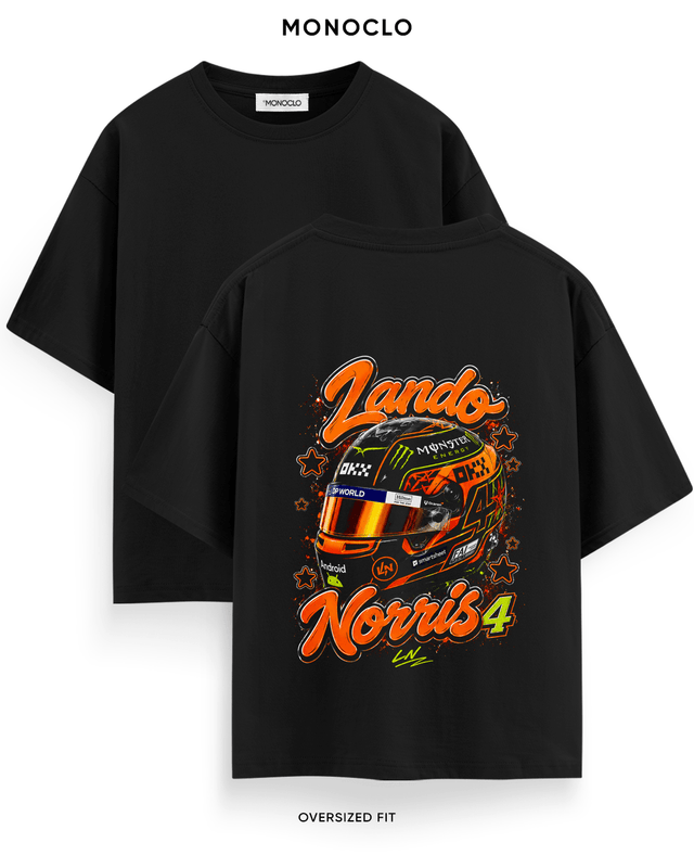 Футболка Monoclo Lando Norris #4 McLaren Helmet Halftone – Чорний