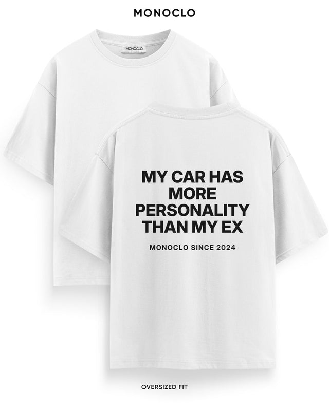Футболка Monoclo «My Car Has More Personality than My Ex» – Білий