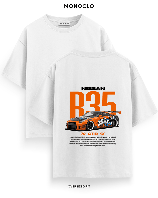 Футболка Monoclo Nissan GT-R R35 Speedhunters Orange – Білий