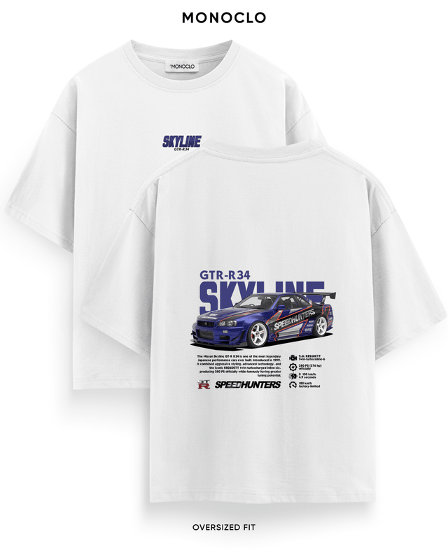 Футболка Monoclo Nissan Skyline GT-R R34 Speedhunters – Білий