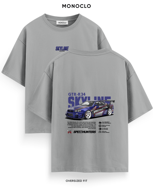 Футболка Monoclo Nissan Skyline GT-R R34 Speedhunters – Сірий