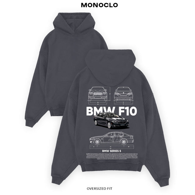 Худі BMW Series 5 F10 сіре – утеплене оверсайз худі Monoclo з принтом BMW