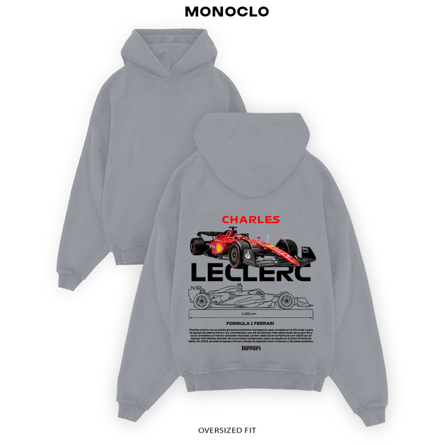 Худі Monoclo Bolid Leclerc графітовий – стиль Charles Leclerc, преміальний streetwear Monoclo