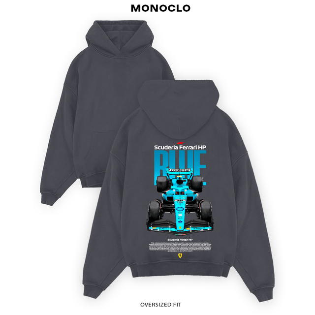 Худі Monoclo Ferrari HP оверсайз, графітове, принт Formula 1