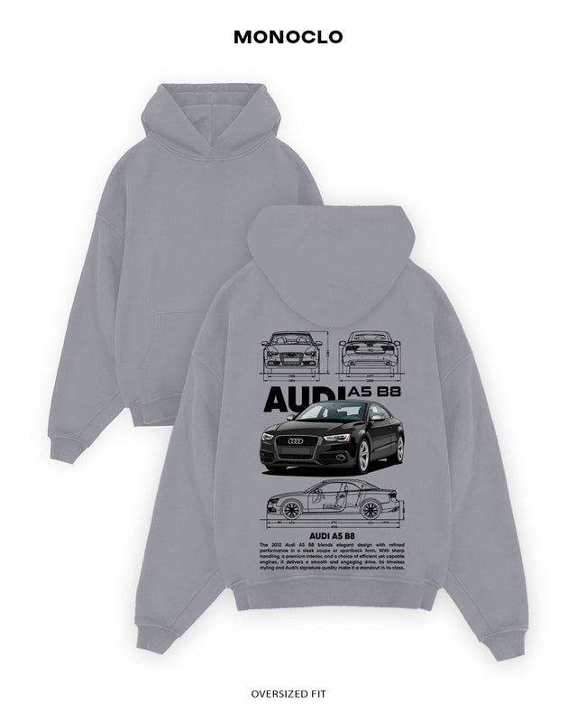 Худі Monoclo Audi A5 B8 Black 🚗 Оверсайз Унісекс - shop_name Сірий