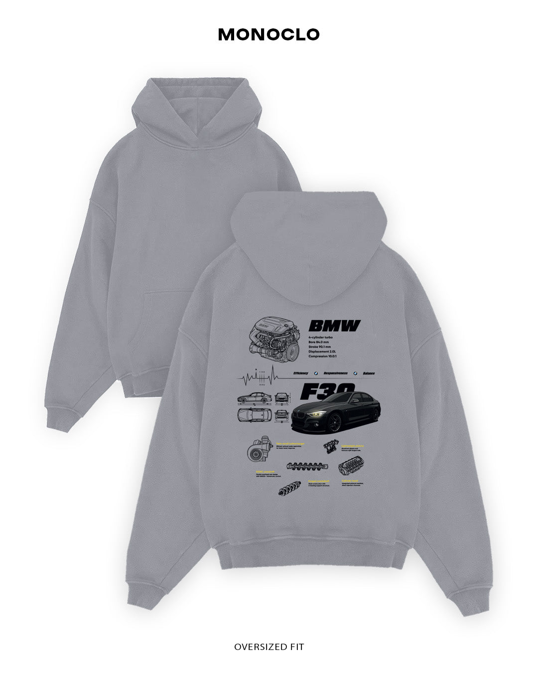 Худі Monoclo BMW F30 330i - shop_name Сірий