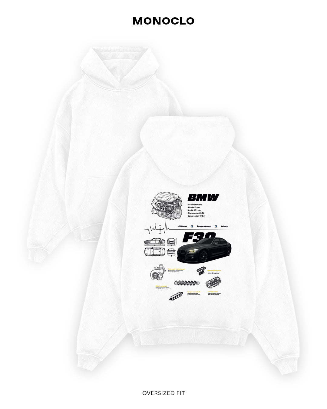 Худі Monoclo BMW F30 330i - shop_name Білий