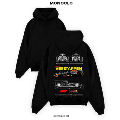 Худі Formula 1 Verstappen з болідом Red Bull Racing, чорне, оверсайз — Monoclo