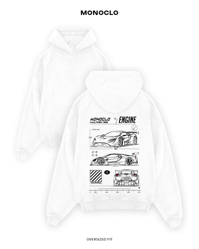 Худі Monoclo McLaren 720S Blueprint - shop_name Білий