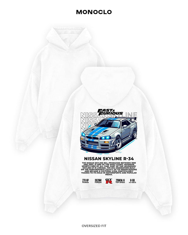Худі Monoclo Nissan Skyline R34 Fast & Furious - shop_name Білий