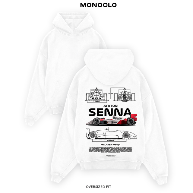 Худі Senna Marlboro біле – принт Formula 1 позаду Monoclo