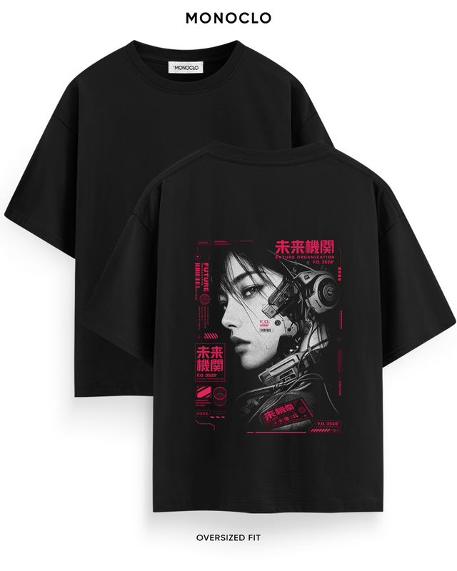 Футболка Monoclo Future Organization Cyberpunk Halftone – Чорний