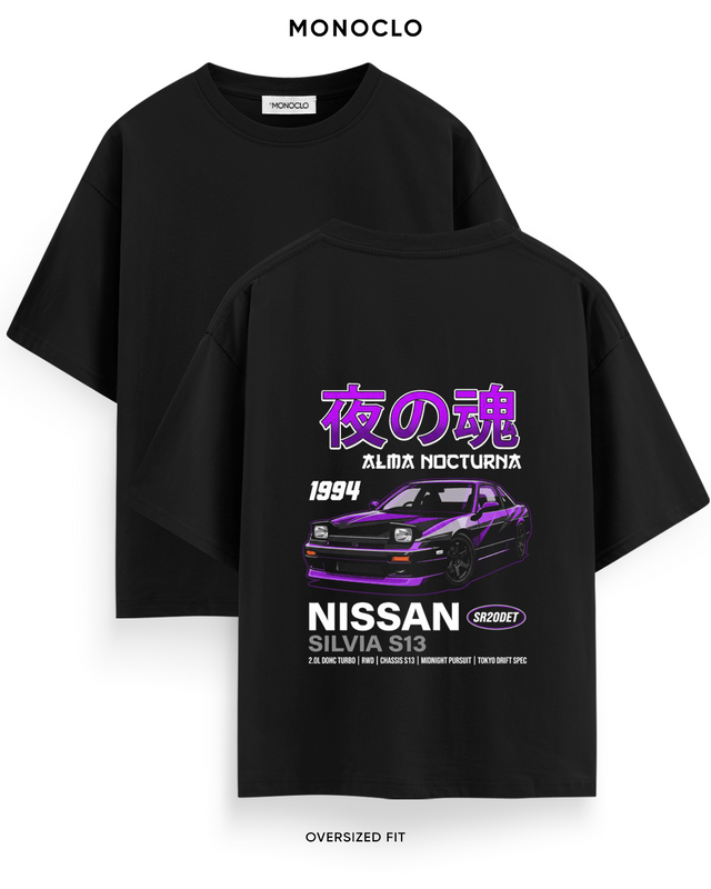 Футболка Monoclo Nissan Silvia S13 1994 Alma Nocturna Halftone – Чорний