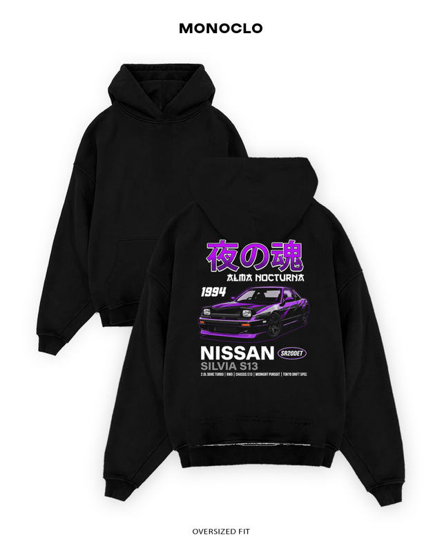 Худі Monoclo Nissan Silvia S13 1994 Alma Nocturna Halftone – Чорний