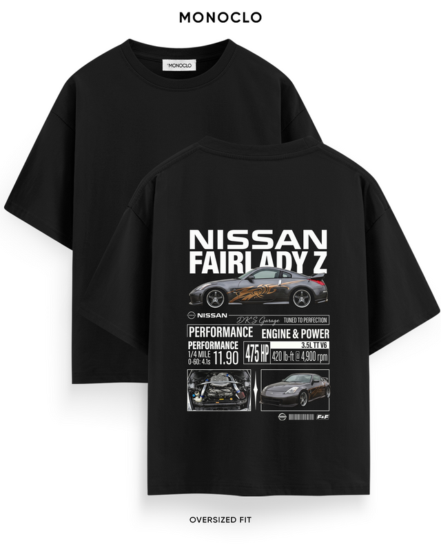 Футболка Monoclo Nissan Fairlady Z DK Garage — чорний, принт на спині 39 см