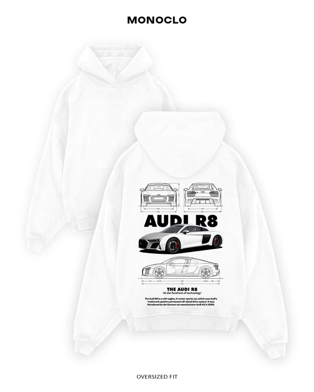 Худі Monoclo Audi R8 White Blueprint – Білий