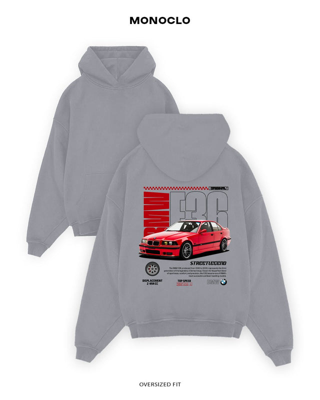 Худі Monoclo BMW E36 Street Legend Red – Сірий