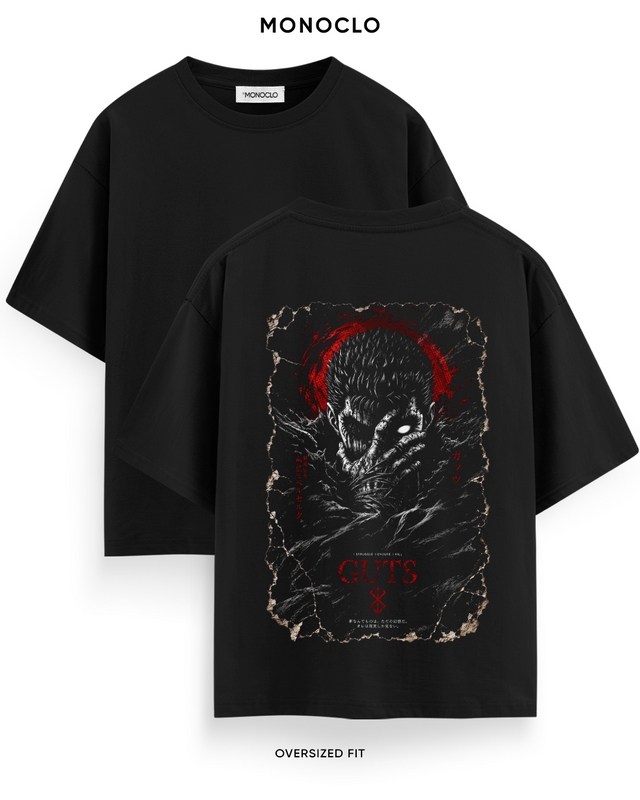 Чорна футболка Monoclo Guts Berserk оверсайз - вигляд спереду
