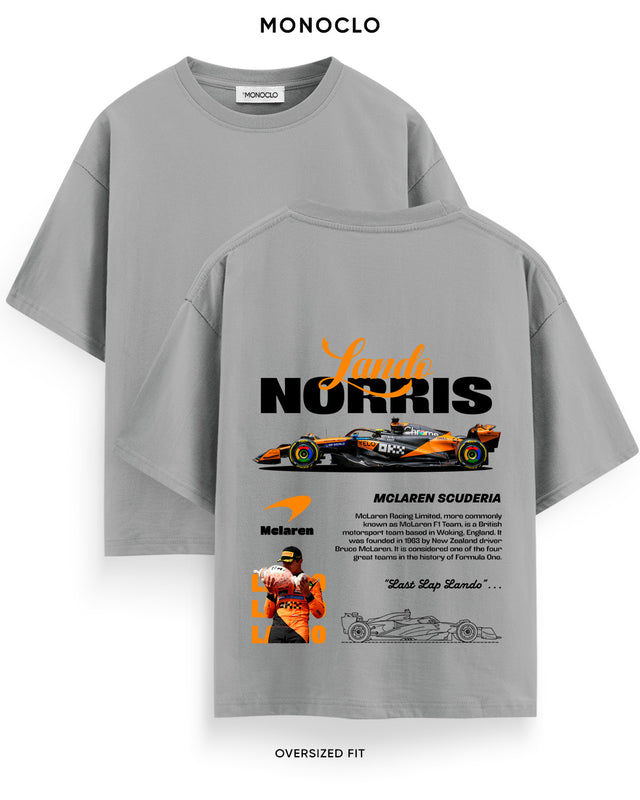 Футболка F1 Lando Norris Kiss сіра – унісекс футболка Monoclo для фанатів McLaren