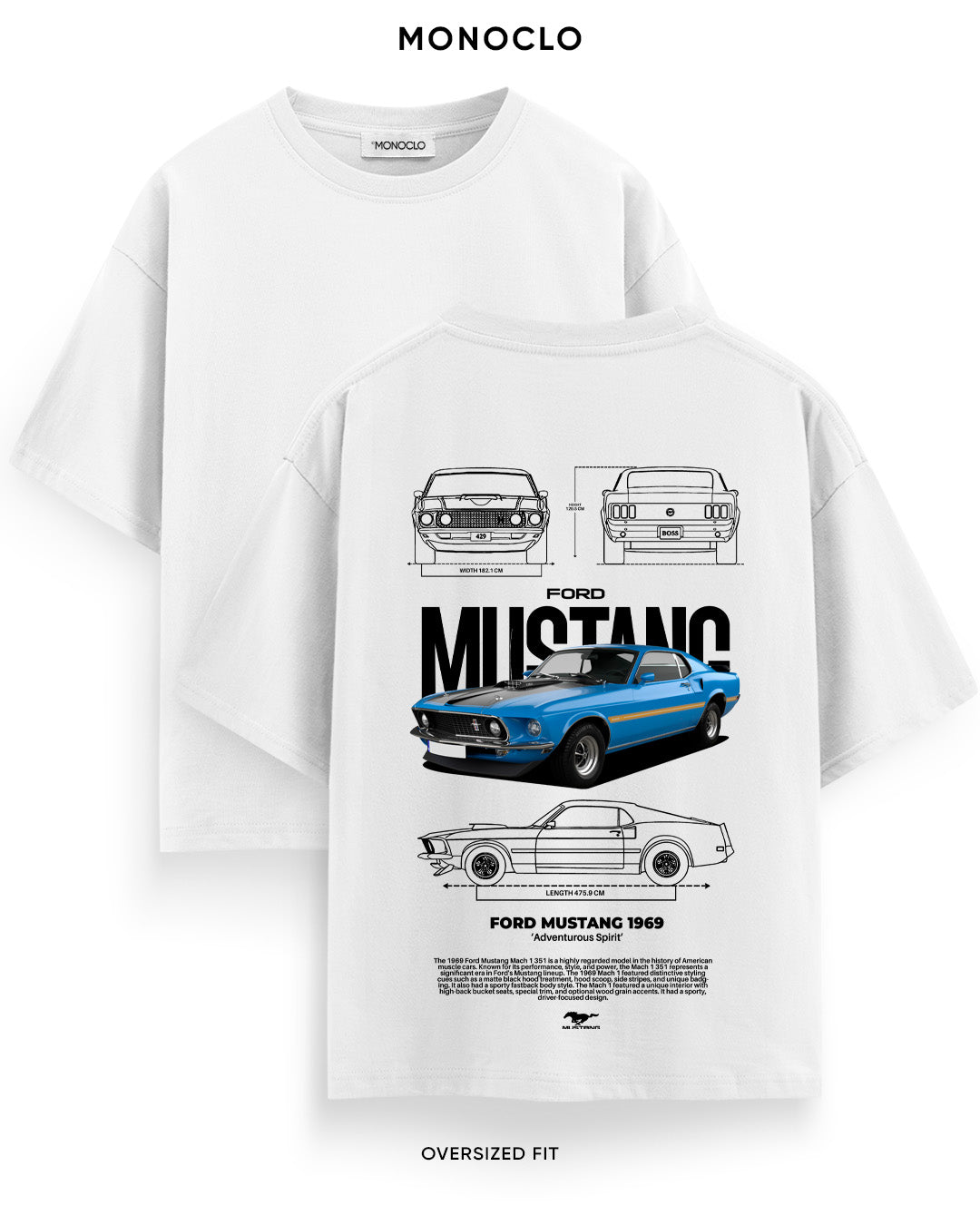 Футболка Monoclo Ford Mustang 1969 Gray Blueprint