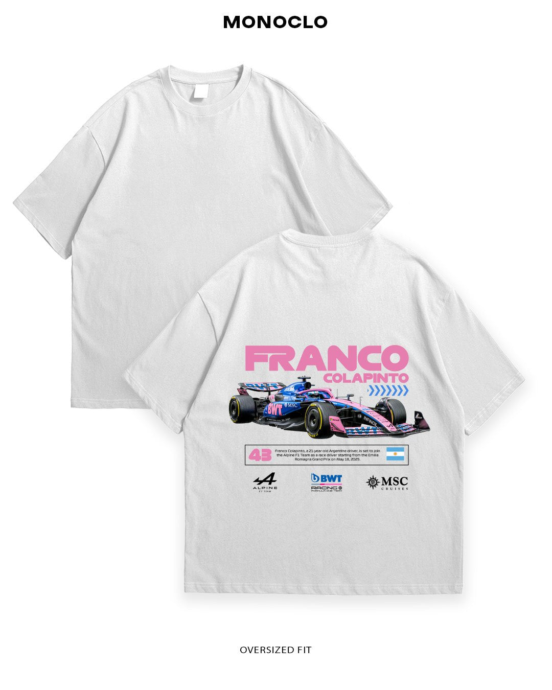 Футболка F1 Franco Colapinto x Alpine - MONOCLO UA