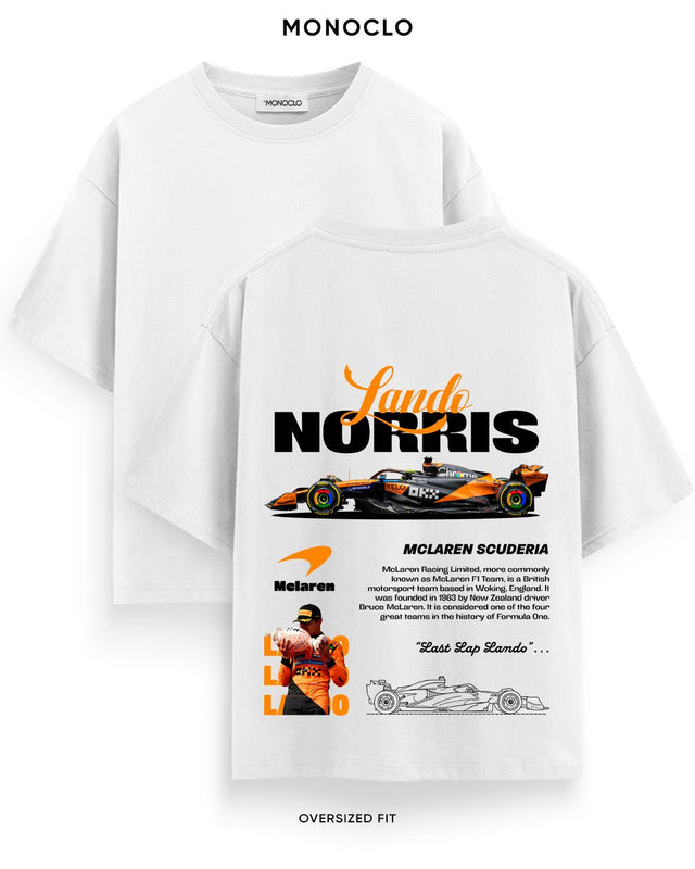 Футболка F1 Lando Norris Kiss біла – стильна футболка Monoclo з принтом Lando Norris