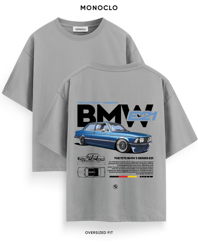 Футболка Monoclo BMW E21 сірa — стильна футболка з дизайном BMW E21 Classic Line Monoclo