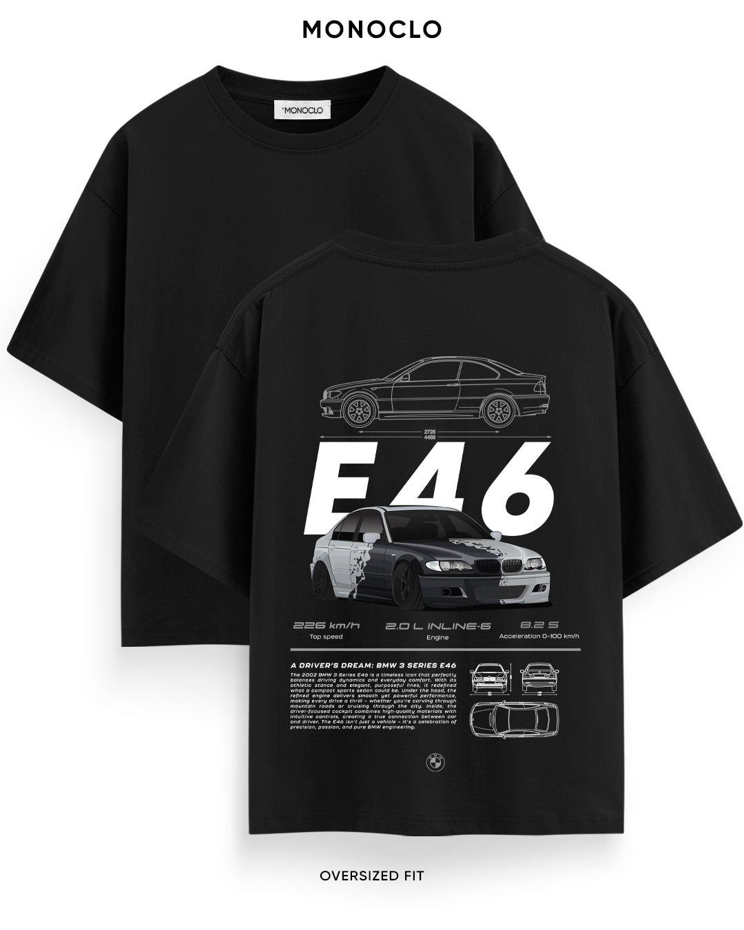 Футболка Monoclo BMW E46 - shop_name Чорний