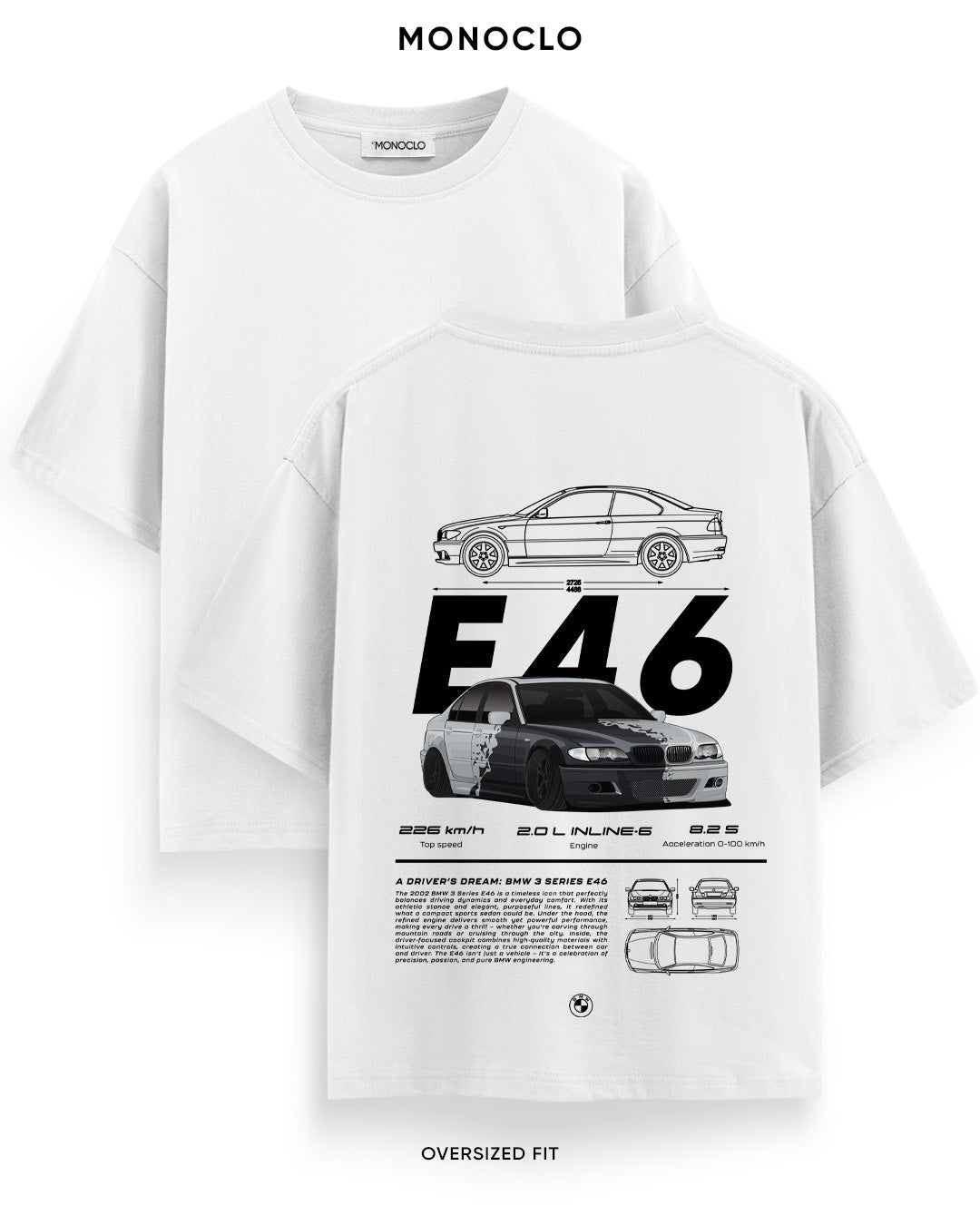 Футболка Monoclo BMW E46 - shop_name Білий