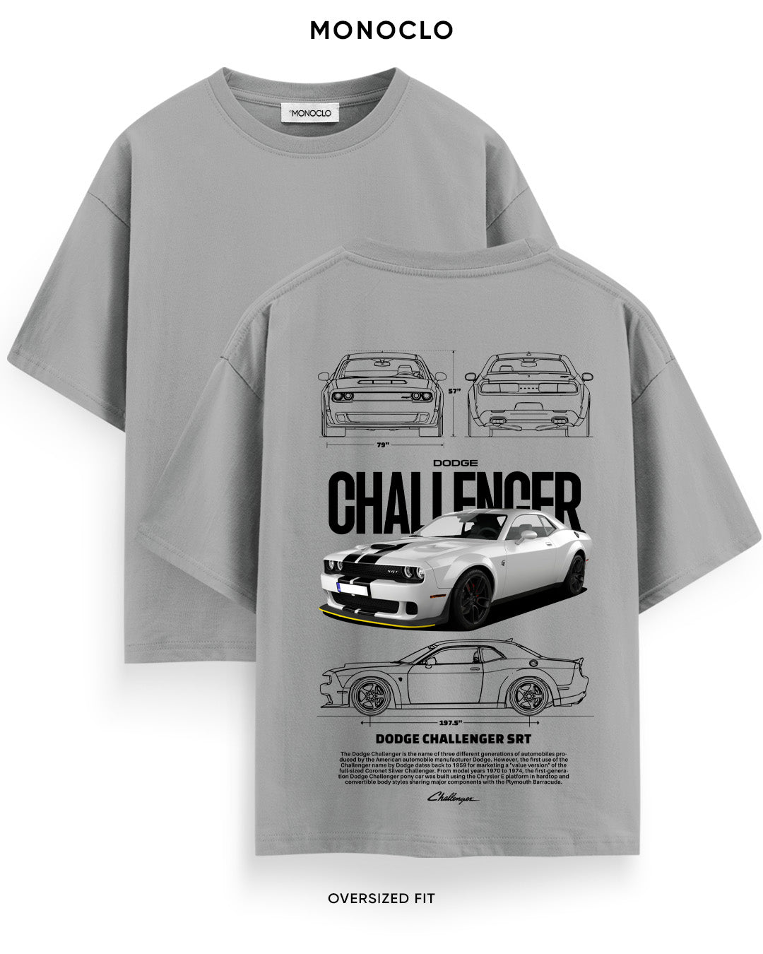 Футболка Monoclo Dodge Challenger SRT Silver - MONOCLO UA