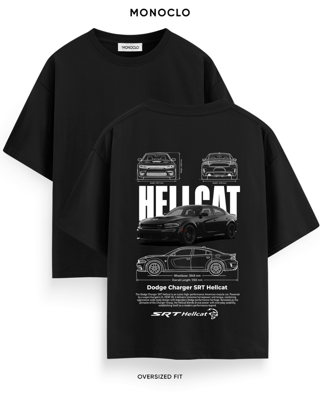 Футболка Monoclo Dodge Charger SRT Hellcat Black Blueprint – Чорний