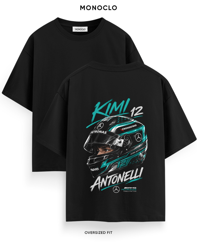 Футболка Monoclo F1 Kimi Antonelli 12 Helmet – Чорний