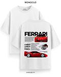 Футболка Monoclo Ferrari F40 оверсайз, біла, принт суперкара