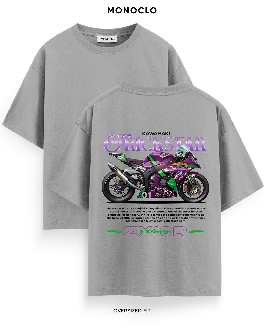Футболка Monoclo Kawasaki ZX-10R Trickstar 🏍 Oversize – MONOCLO UA