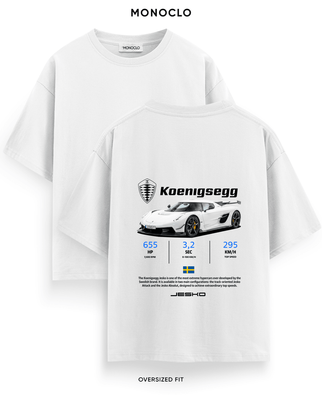 Футболка Monoclo Koenigsegg Jesko Sweden – Білий