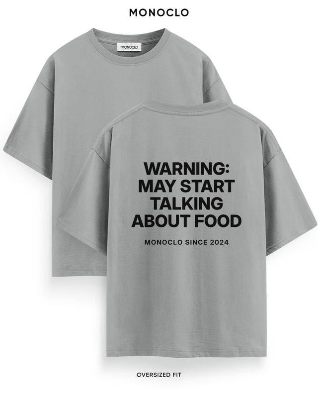 Футболка Monoclo «Warning: May Start Talking About Food» – Графітовий