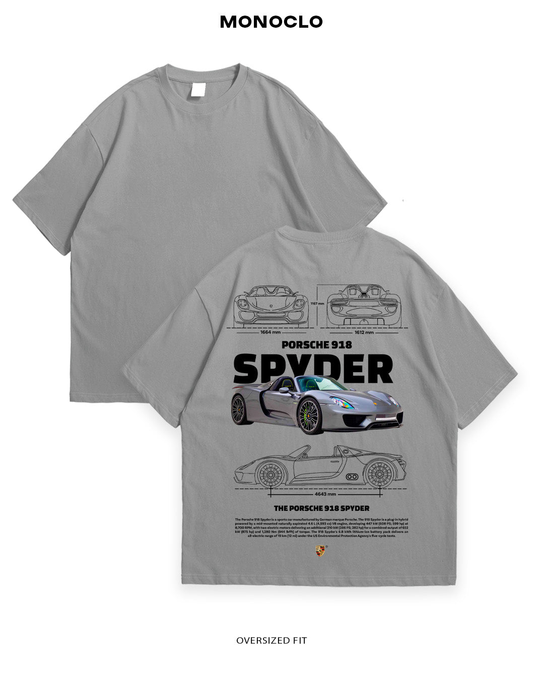 Футболка Porsche 918 Spyder Gray - MONOCLO UA