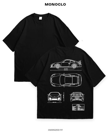 Футболка Porsche GT3 RS Blueprint – Чорний