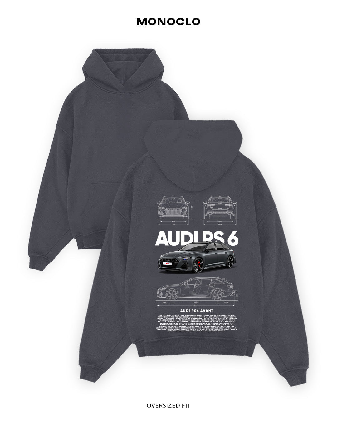 Худі Audi RS6 Avant Gray - MONOCLO UA