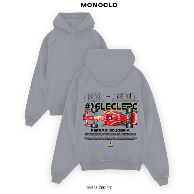 Худі Monoclo Ferrari Leclerc білий — унісекс F1 hoodie Ferrari Leclerc print Monoclo Formula 1