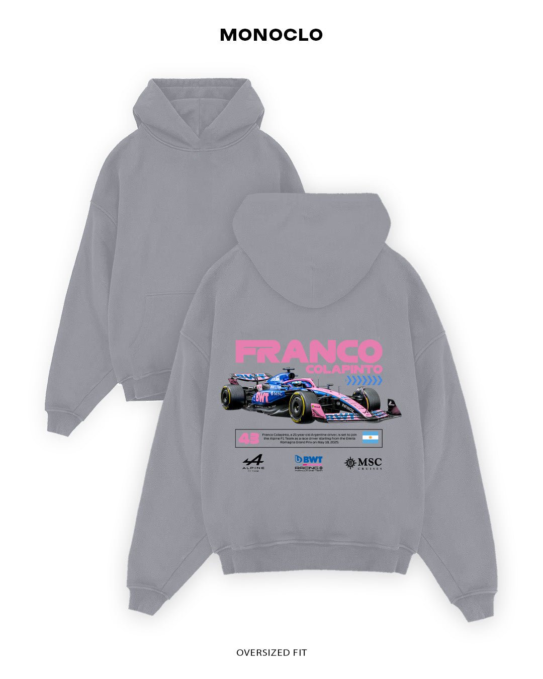 Худі Formula 1 Franco Colapinto 1 - shop_name Сірий