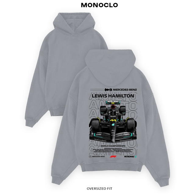 Худі Monoclo Hamiltin MB сірий – DTF-принт Mercedes AMG Formula 1 streetwear Monoclo
