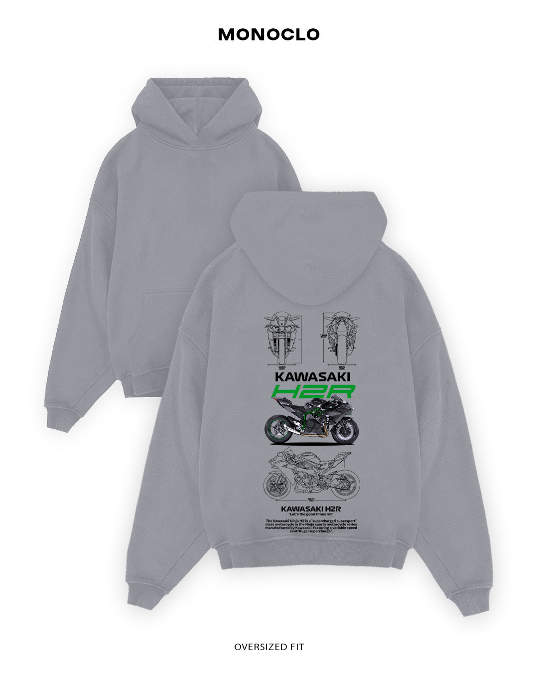 Худі Kawasaki H2R - shop_name Сірий