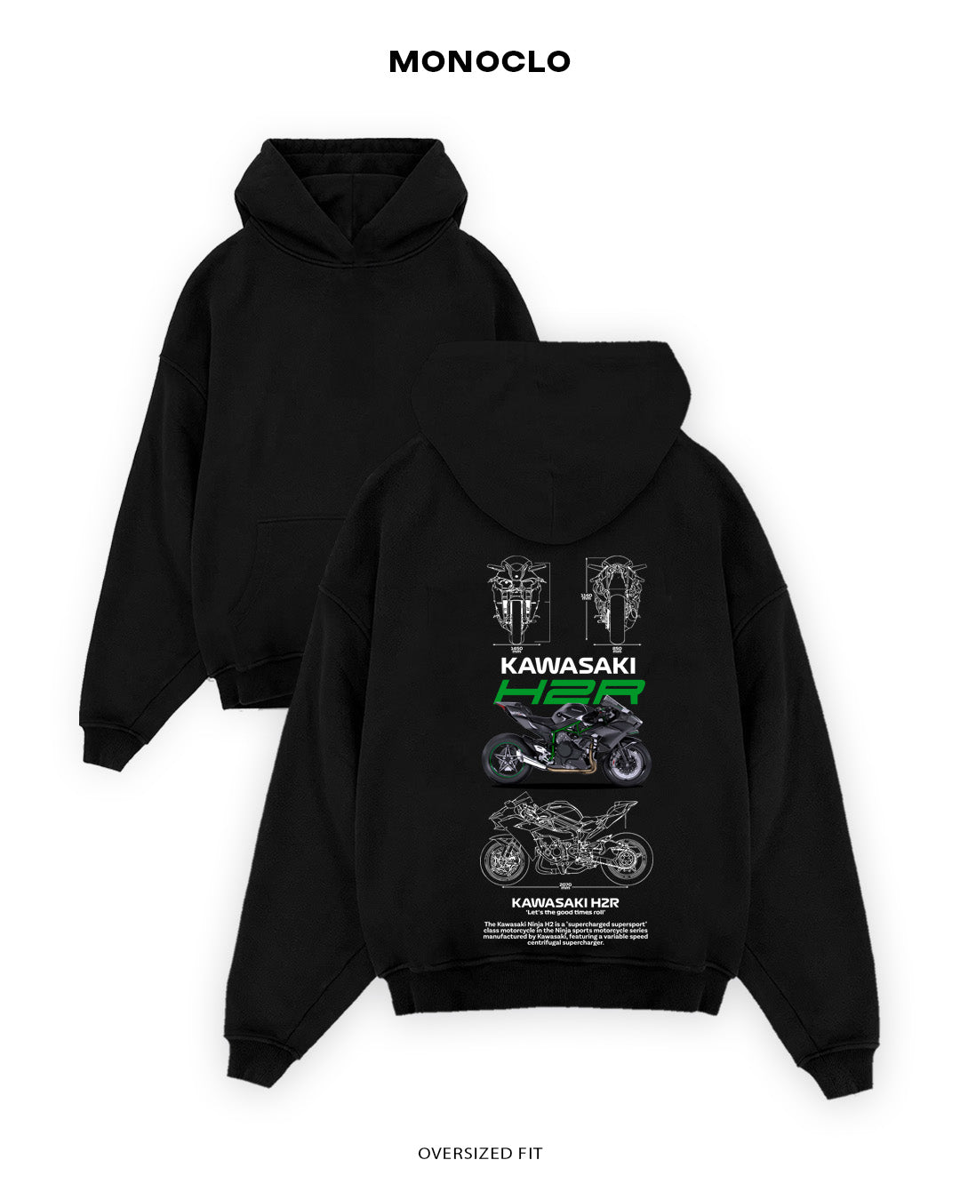 Худі Kawasaki H2R - shop_name Чорний